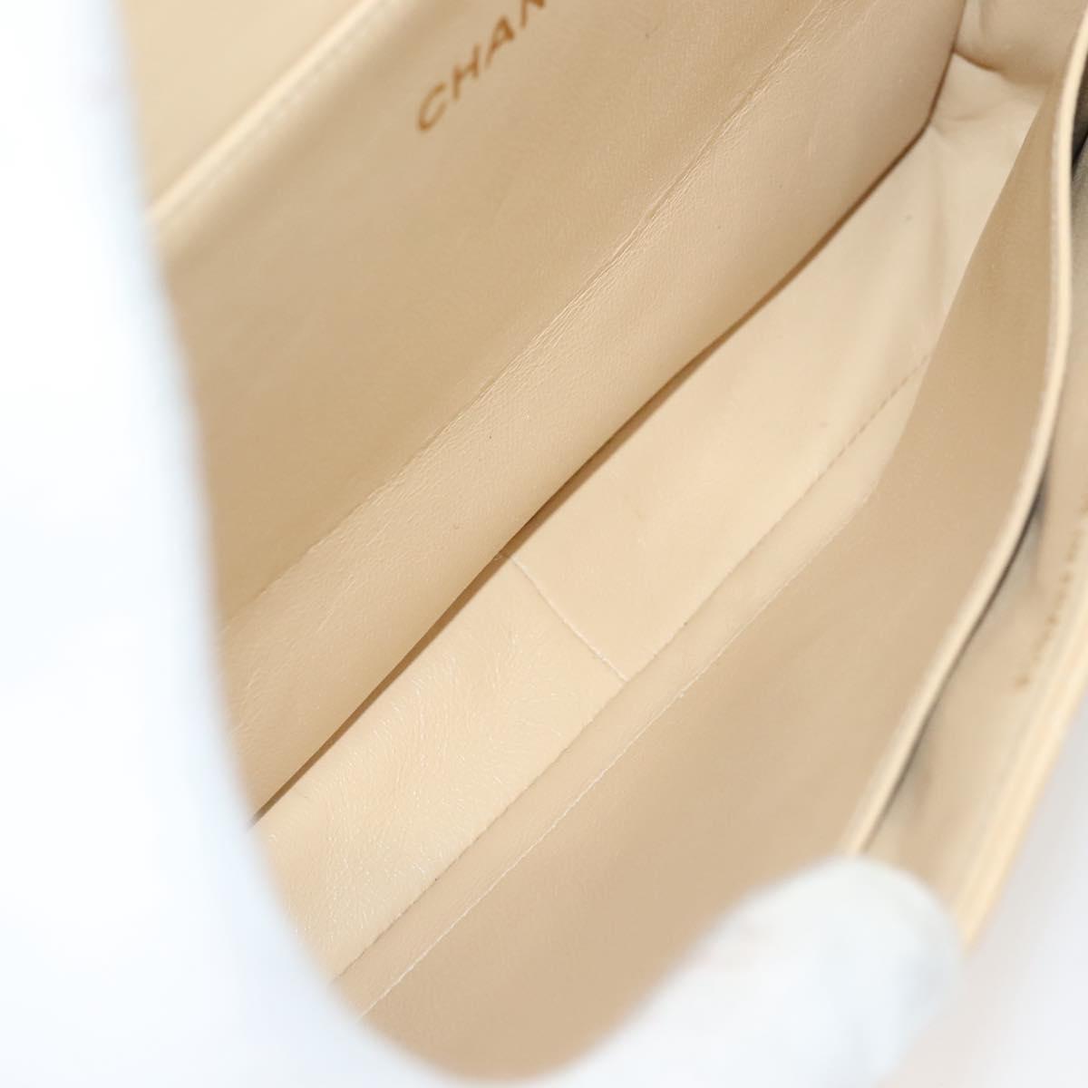 CHANEL Matelasse 25 Double Face Single Flap Bag Lamb Skin Beige Gold Auth PP800V