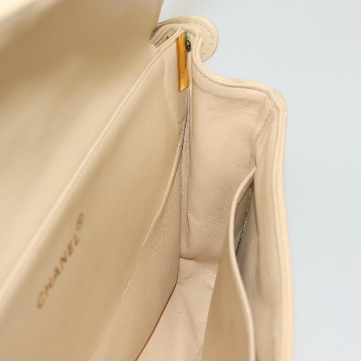 CHANEL Matelasse 25 Double Face Single Flap Bag Lamb Skin Beige Gold Auth PP800V