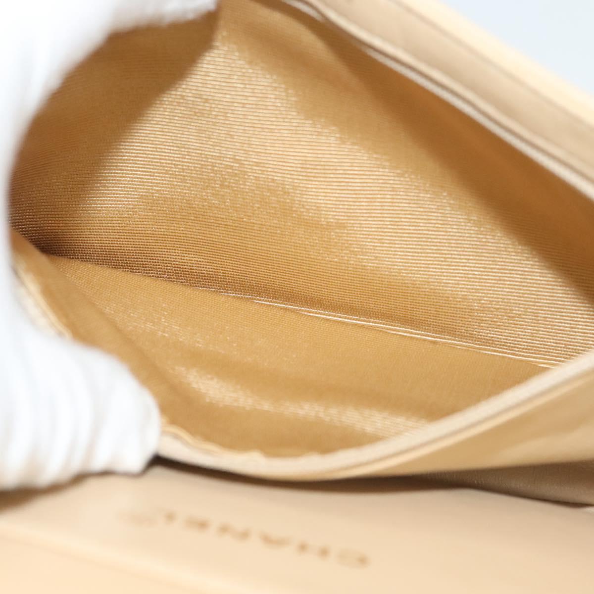 CHANEL Matelasse 25 Double Face Single Flap Bag Lamb Skin Beige Gold Auth PP800V