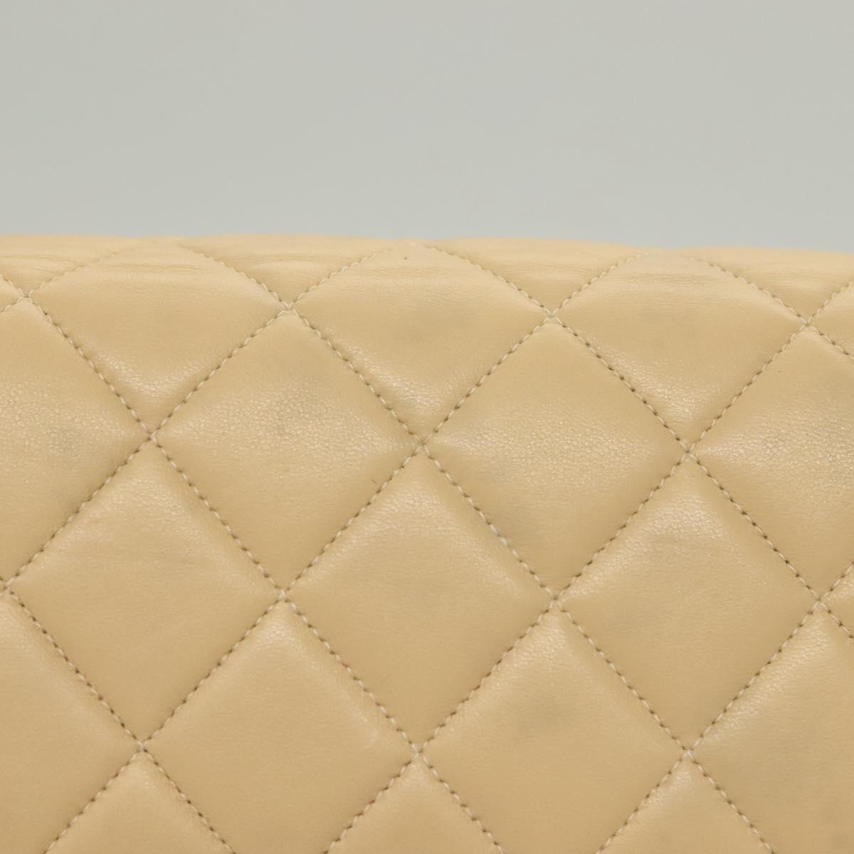 CHANEL Matelasse 25 Double Face Single Flap Bag Lamb Skin Beige Gold Auth PP800V