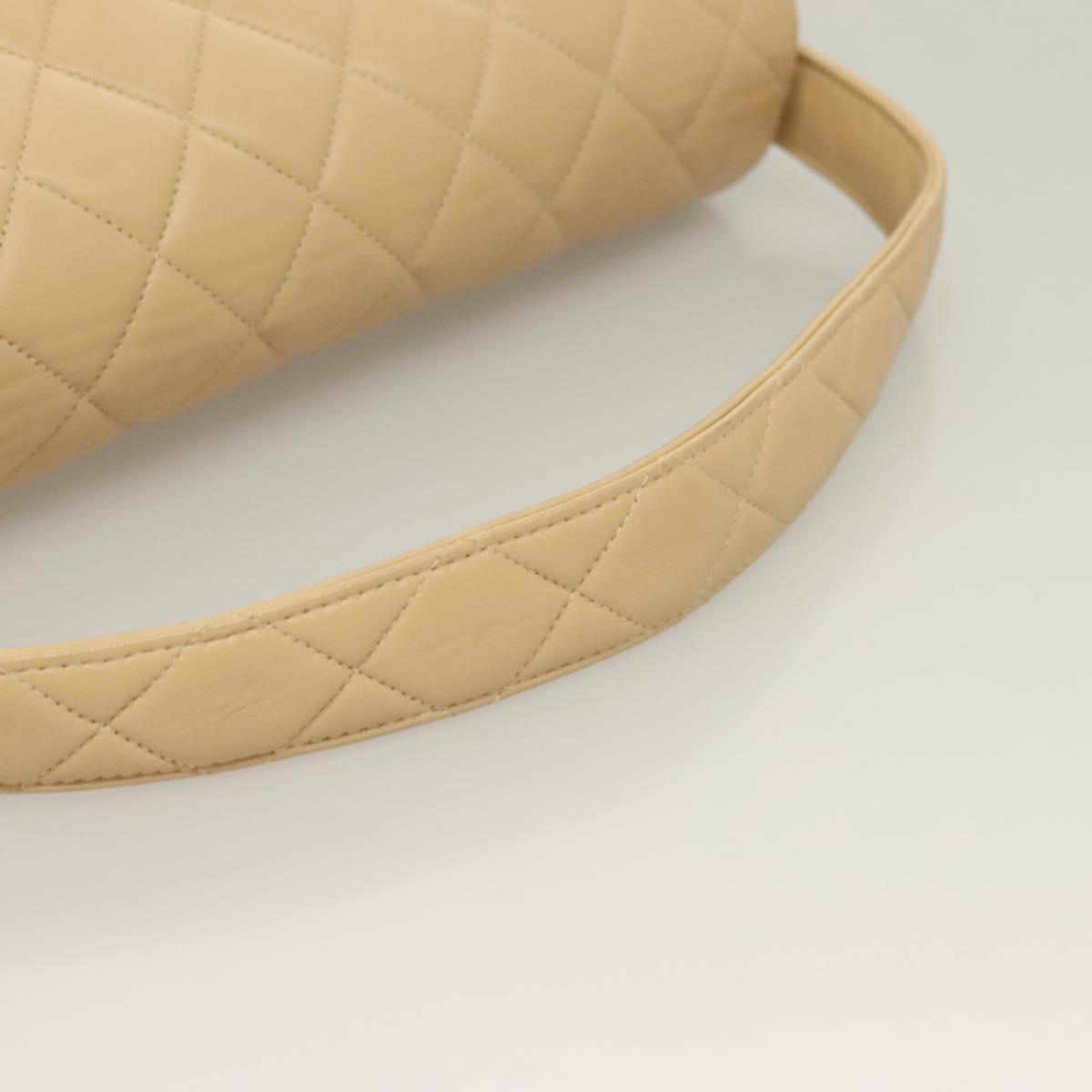 CHANEL Matelasse 25 Double Face Single Flap Bag Lamb Skin Beige Gold Auth PP800V