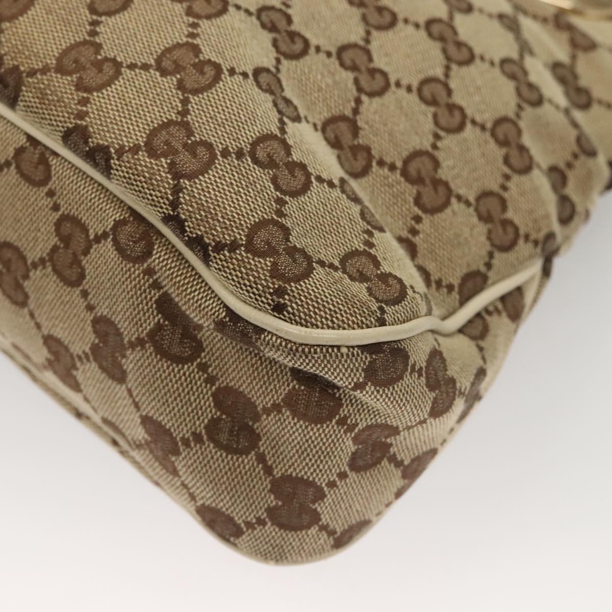 GUCCI GG Canvas Shoulder Bag Beige Gold 121023 Auth PP817