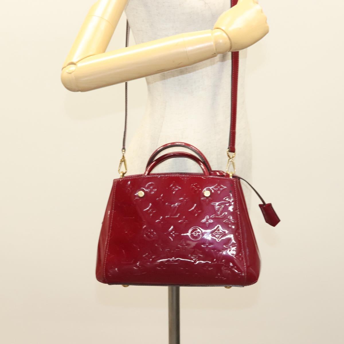 LOUIS VUITTON Vernis Montaigne BB Hand Bag 2way Rose Andian M50172 LV Auth PP837