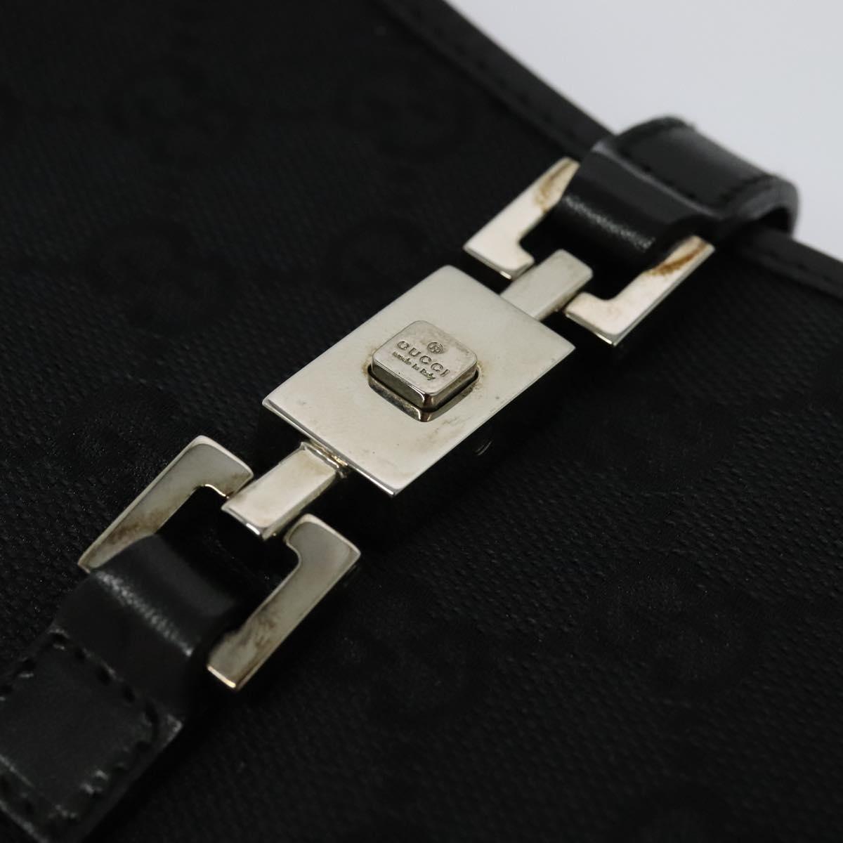 GUCCI GG Canvas Jackie Shoulder Bag Black Silver 007 2038 Auth PP859