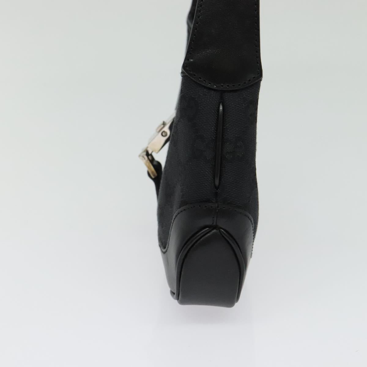 GUCCI GG Canvas Jackie Shoulder Bag Black Silver 007 2038 Auth PP859