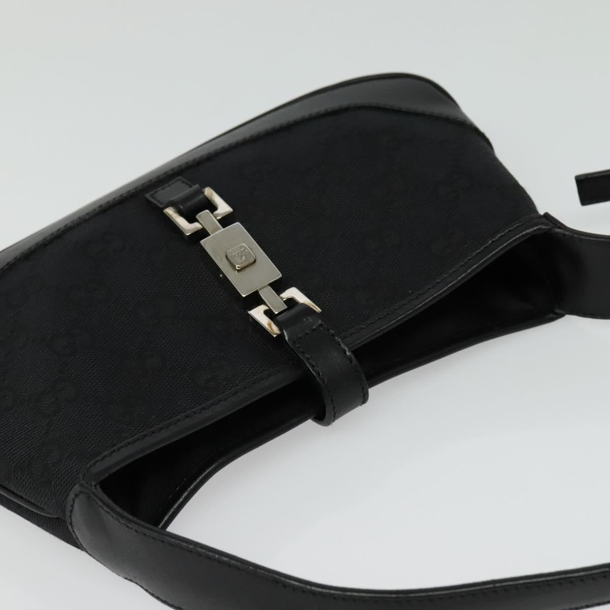 GUCCI GG Canvas Jackie Shoulder Bag Black Silver 007 2038 Auth PP859