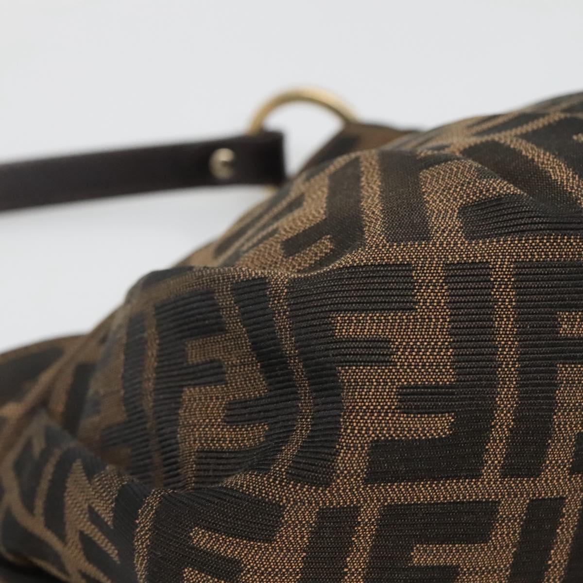 FENDI Zucca Canvas Hand Bag Brown Black gold Auth PP882
