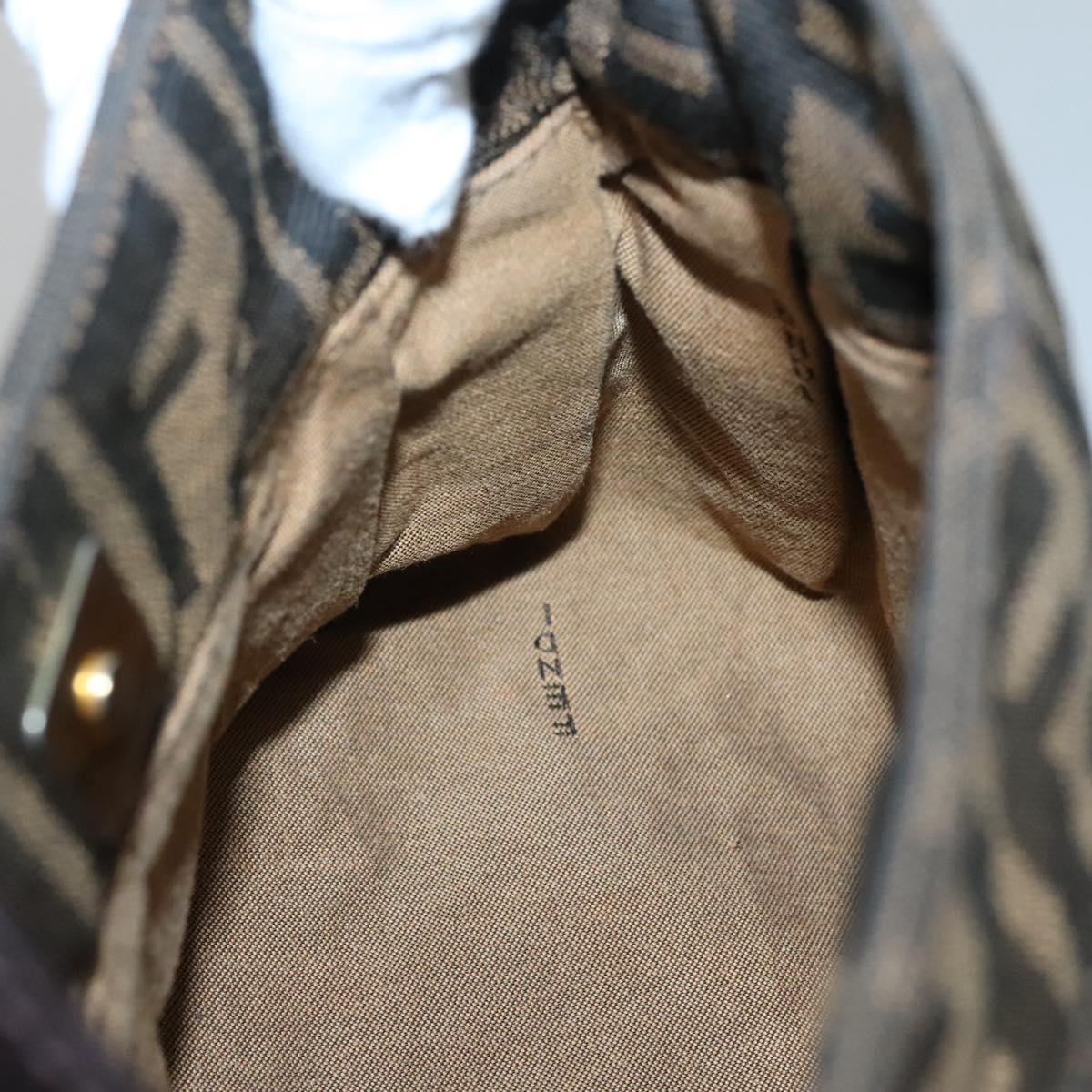 FENDI Zucca Canvas Hand Bag Brown Black gold Auth PP882
