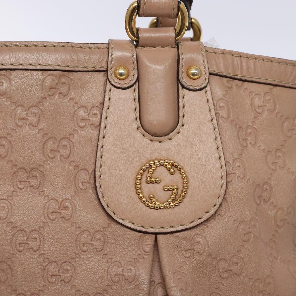 GUCCI GG Canvas Guccissima Tote Bag Leather Beige Gold 269953 Auth PP889