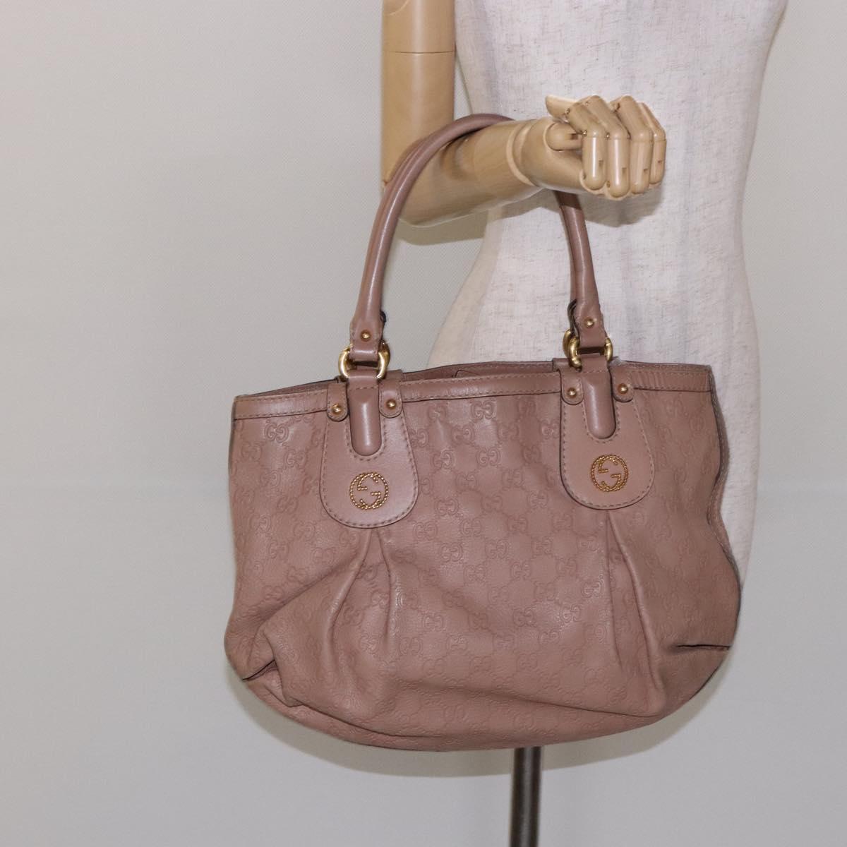 GUCCI GG Canvas Guccissima Tote Bag Leather Beige Gold 269953 Auth PP889