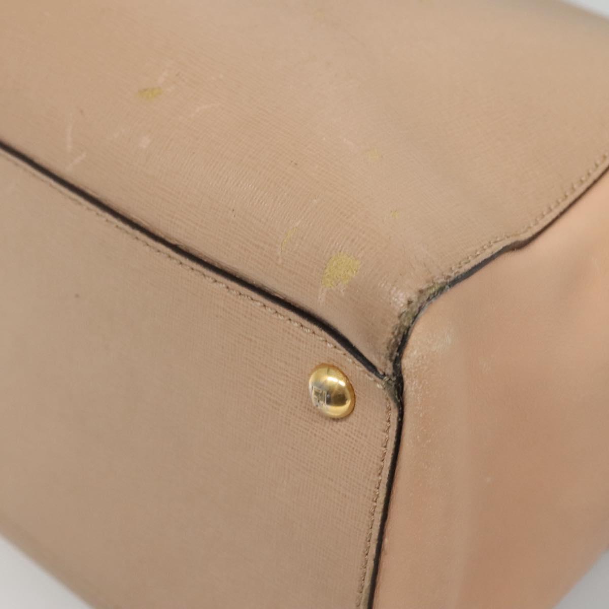 FENDI To joule Hand Bag Leather 2way Beige Gold Auth PP896