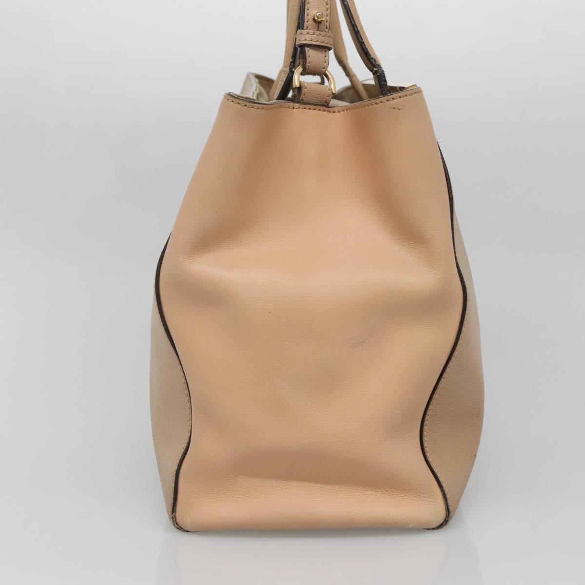 FENDI To joule Hand Bag Leather 2way Beige Gold Auth PP896