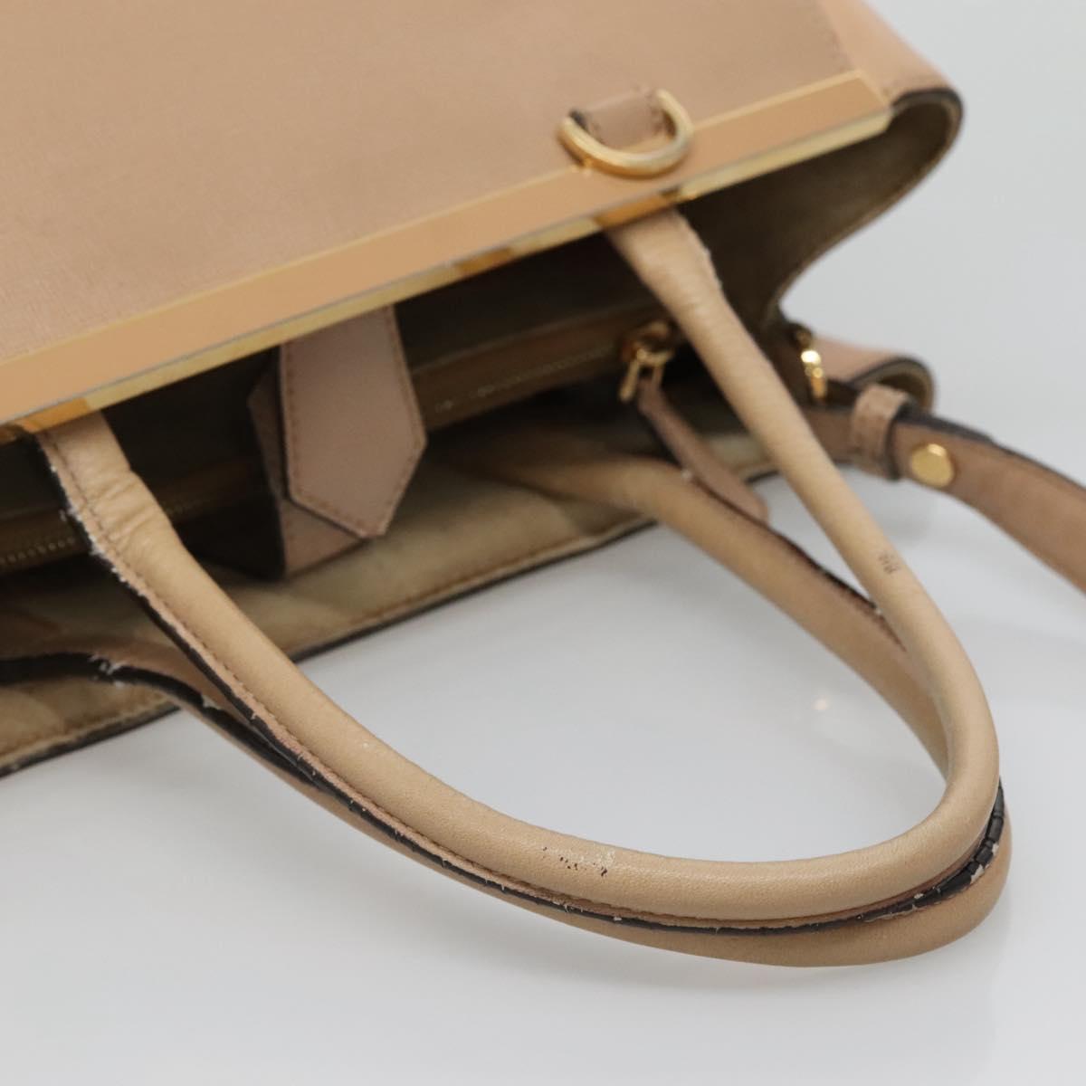 FENDI To joule Hand Bag Leather 2way Beige Gold Auth PP896