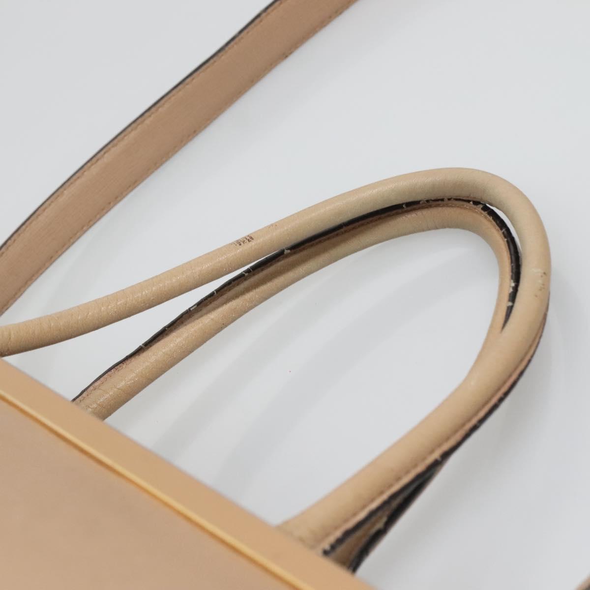 FENDI To joule Hand Bag Leather 2way Beige Gold Auth PP896