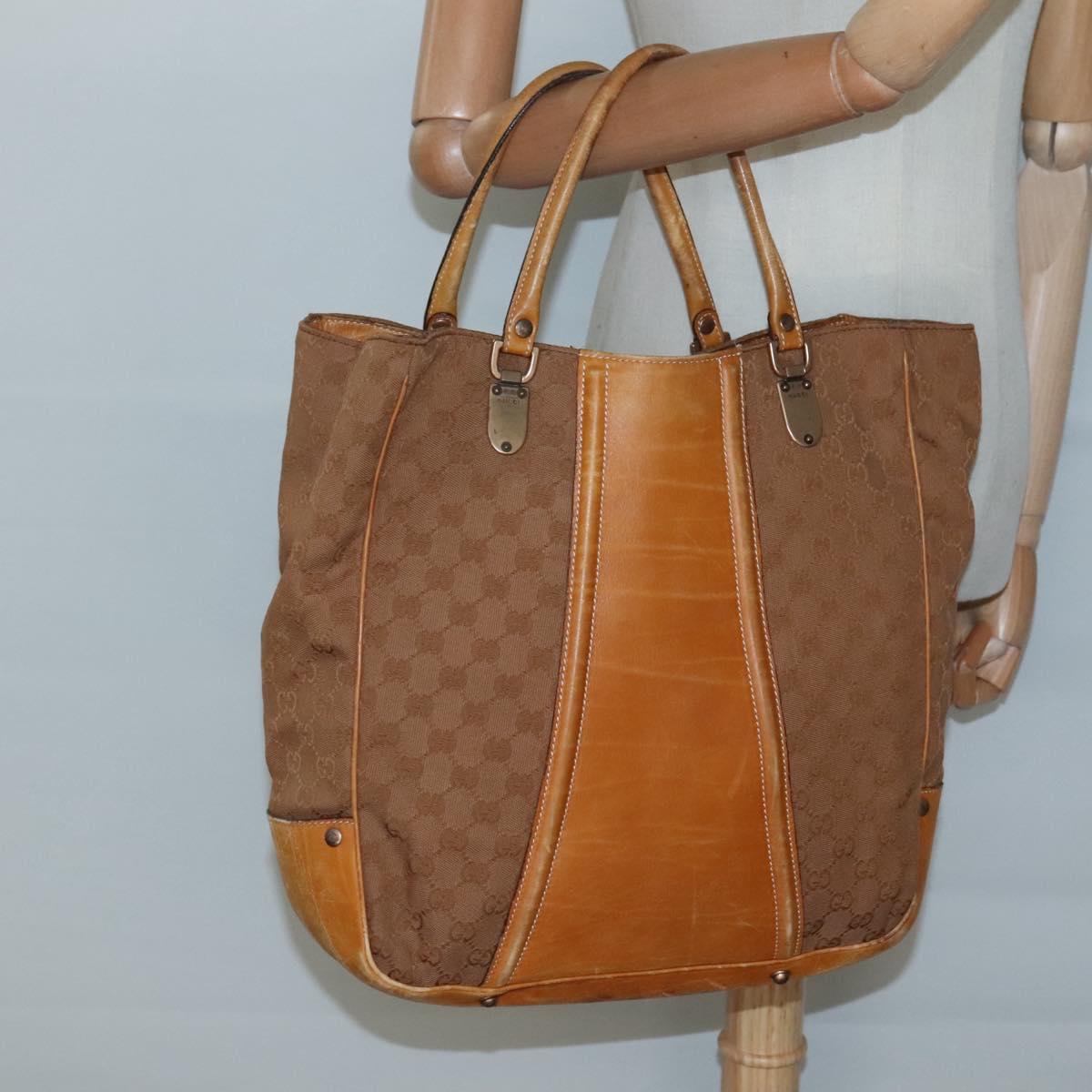GUCCI GG Canvas Tote Bag Outlet Beige Gold Auth PP909