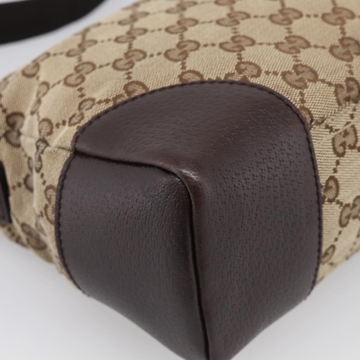 GUCCI GG Canvas Shoulder Bag Brown Silver 114273 Auth RV020