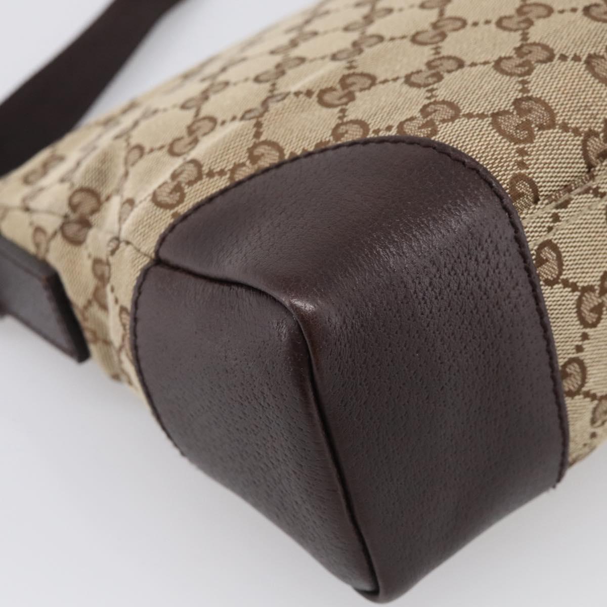 GUCCI GG Canvas Shoulder Bag Brown Silver 114273 Auth RV020
