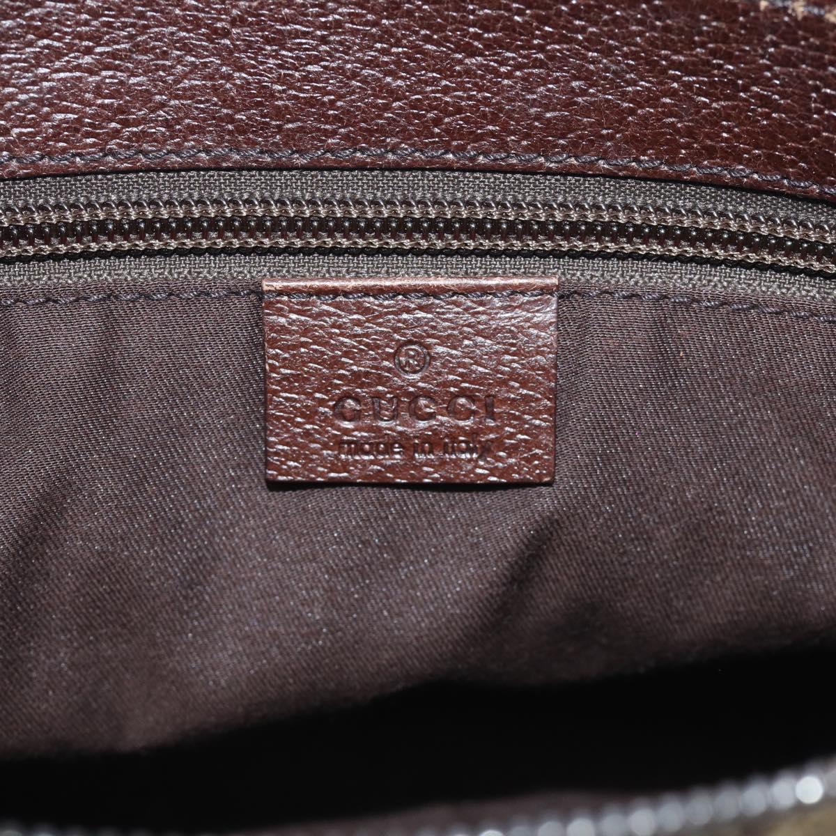 GUCCI GG Canvas Shoulder Bag Brown Silver 114273 Auth RV020