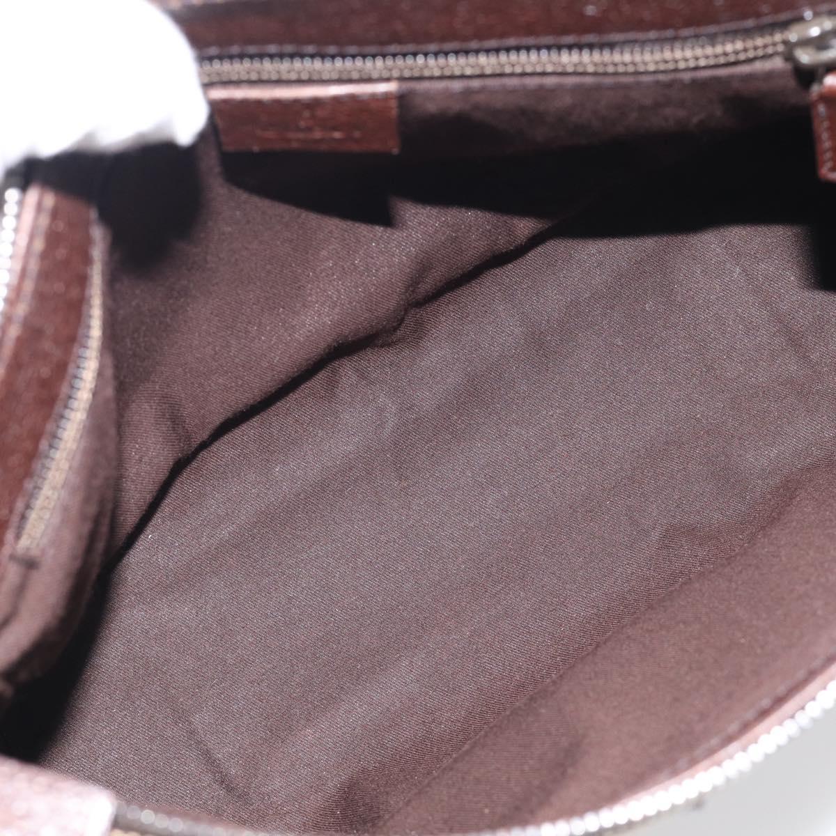 GUCCI GG Canvas Shoulder Bag Brown Silver 114273 Auth RV020
