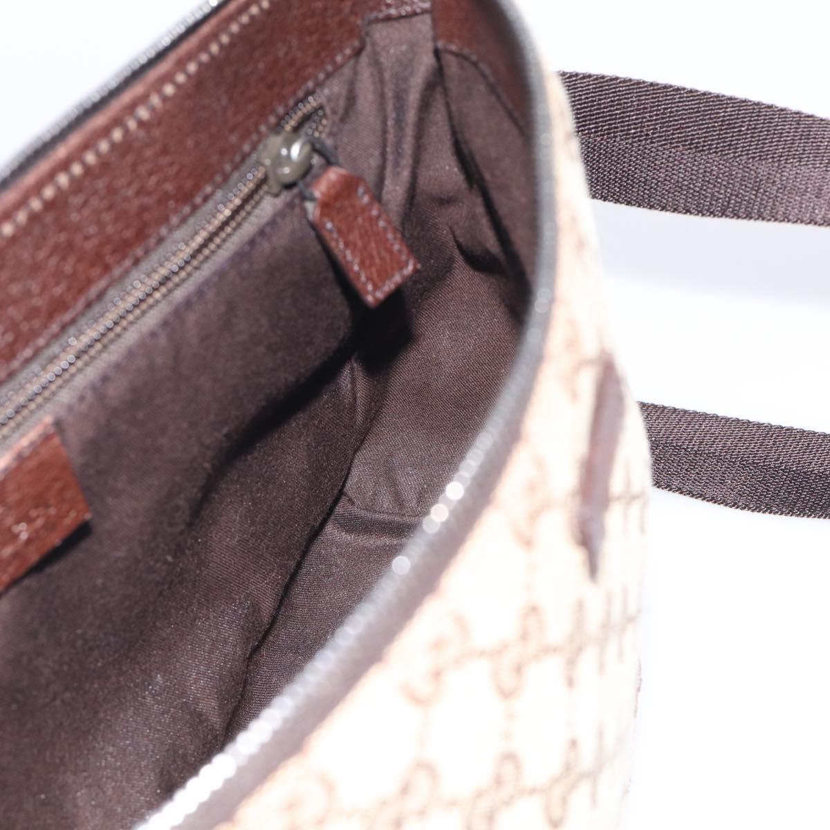 GUCCI GG Canvas Shoulder Bag Brown Silver 114273 Auth RV020