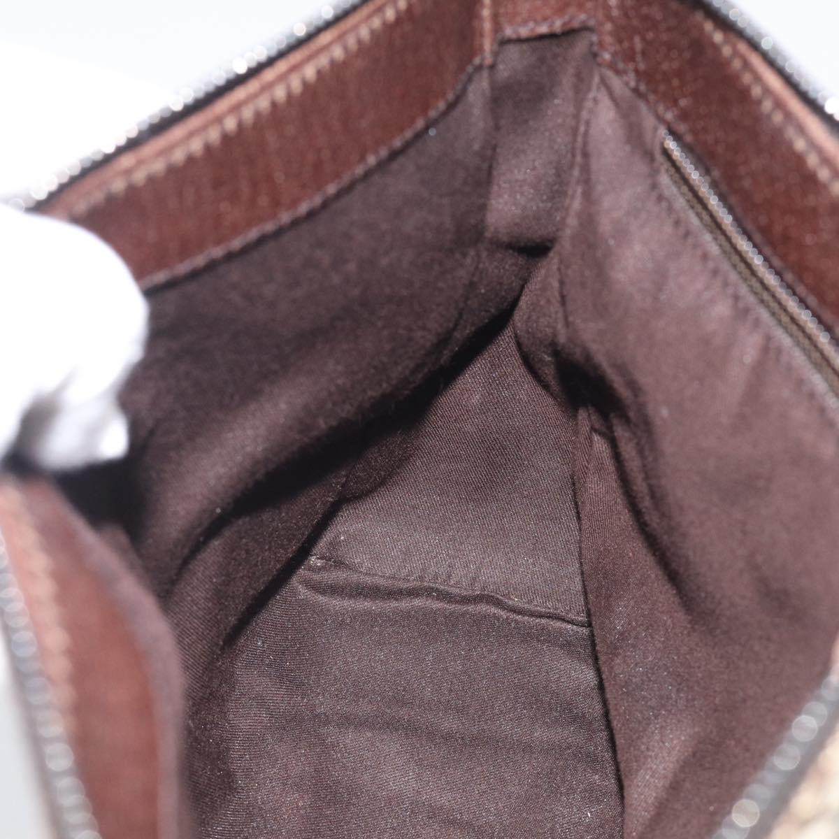 GUCCI GG Canvas Shoulder Bag Brown Silver 114273 Auth RV020