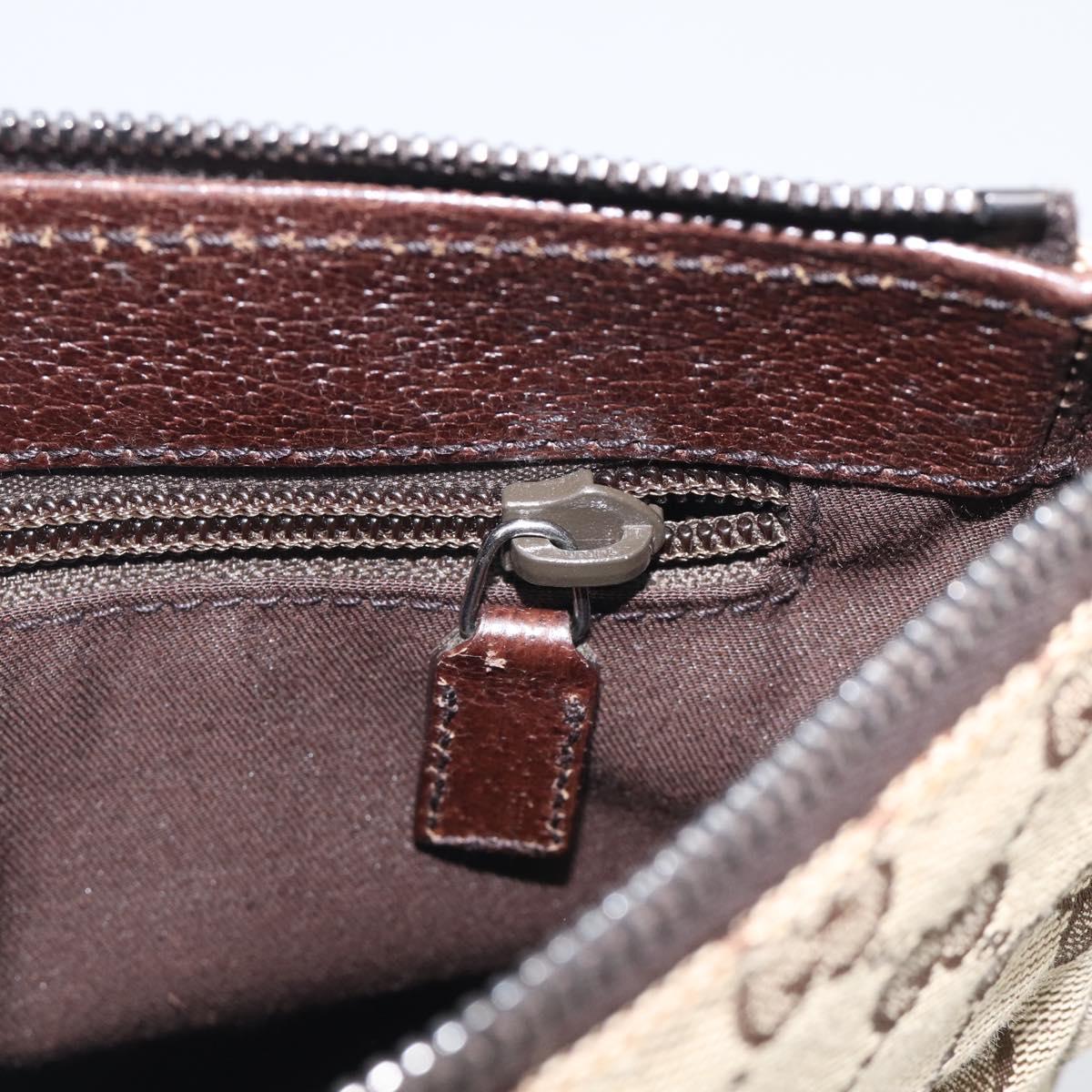 GUCCI GG Canvas Shoulder Bag Brown Silver 114273 Auth RV020