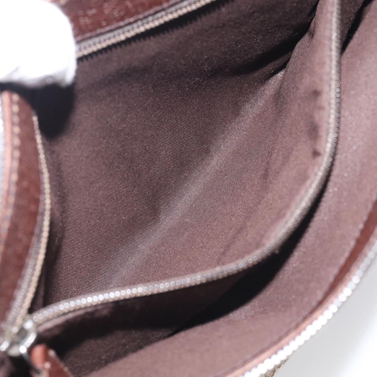 GUCCI GG Canvas Shoulder Bag Brown Silver 114273 Auth RV020