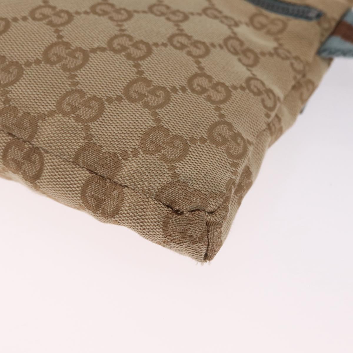GUCCI GG Canvas Sherry Line Waist Bag Beige Silver 28566 Auth RV021