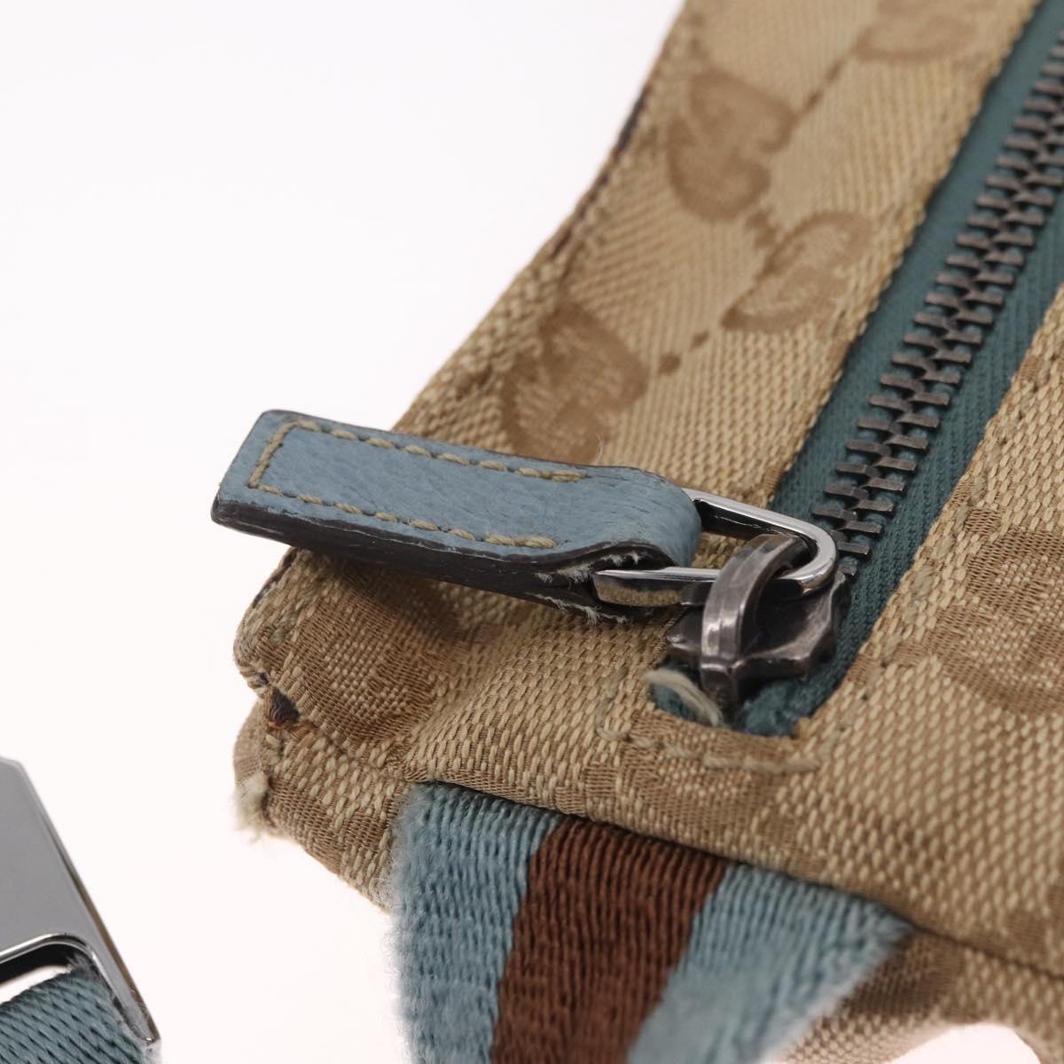 GUCCI GG Canvas Sherry Line Waist Bag Beige Silver 28566 Auth RV021