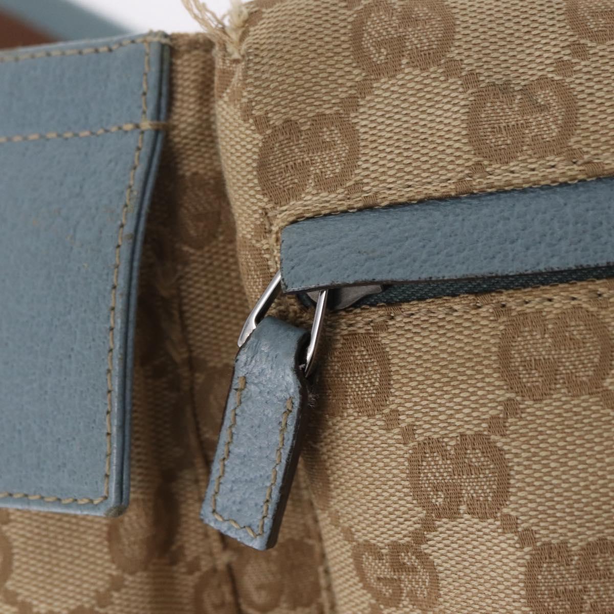 GUCCI GG Canvas Sherry Line Waist Bag Beige Silver 28566 Auth RV021