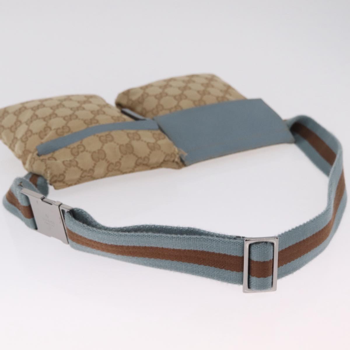 GUCCI GG Canvas Sherry Line Waist Bag Beige Silver 28566 Auth RV021