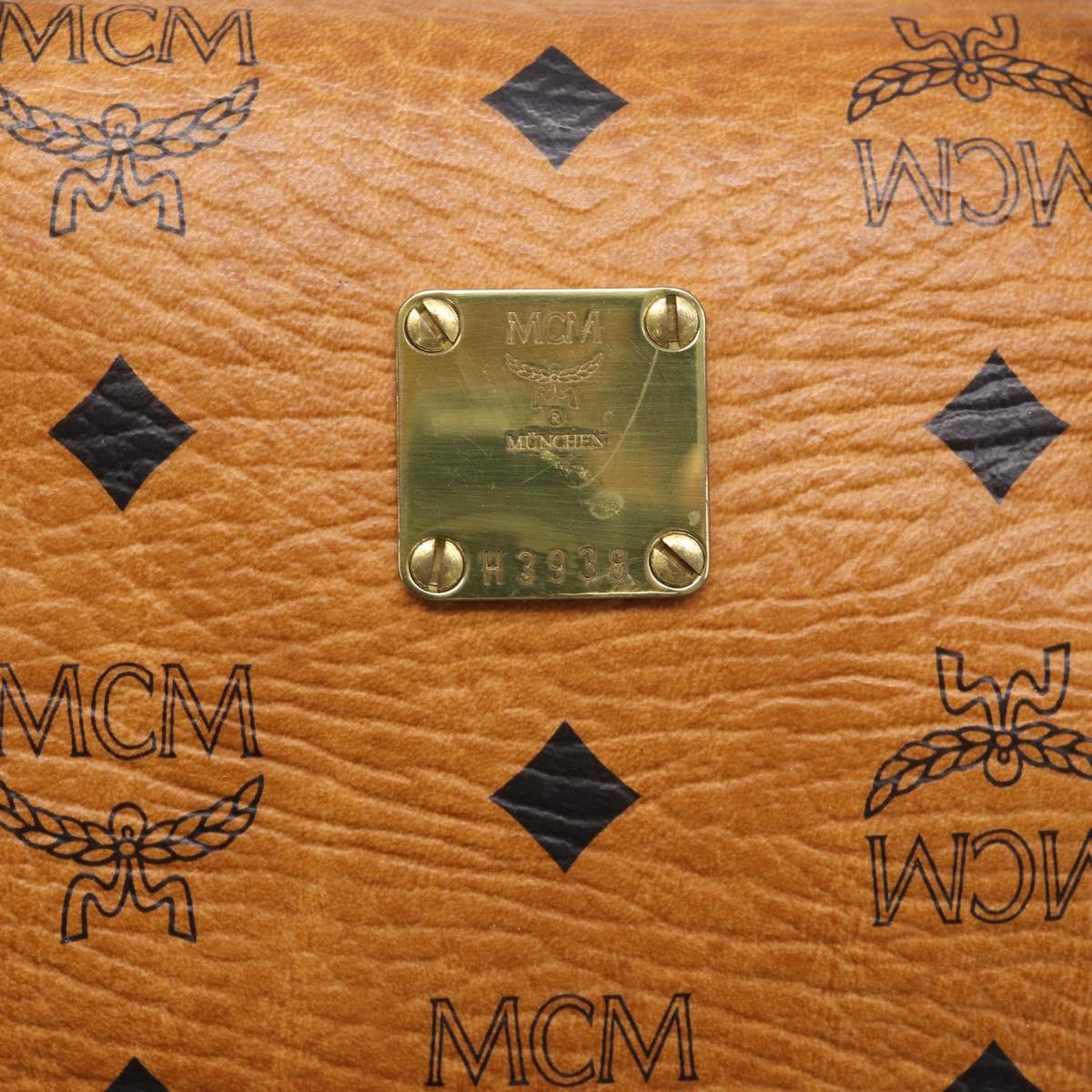 MCM Logogram Vicetos Mini Boston Bag PVC Leather 2way Brown Gold Auth RV028A