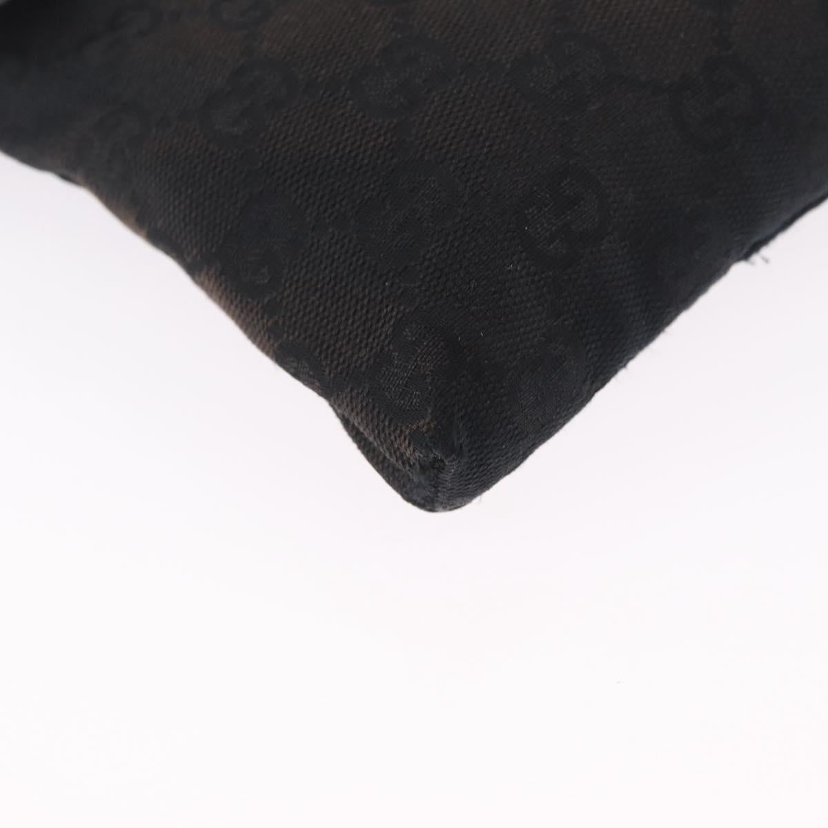 GUCCI GG Canvas Waist Bag Black Silver 28566 Auth RV029