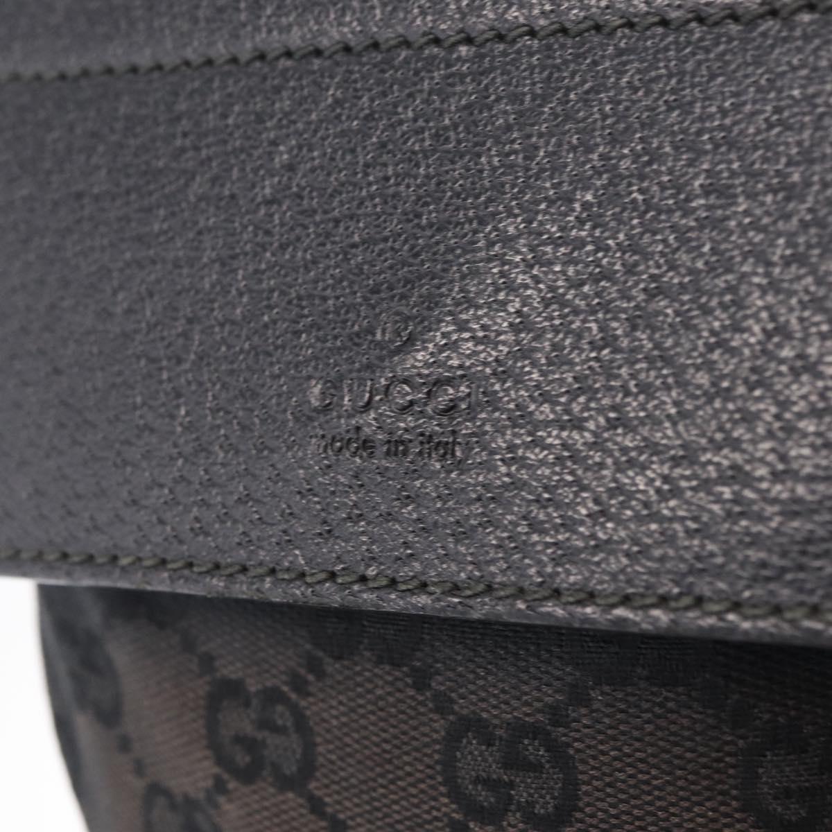 GUCCI GG Canvas Waist Bag Black Silver 28566 Auth RV029