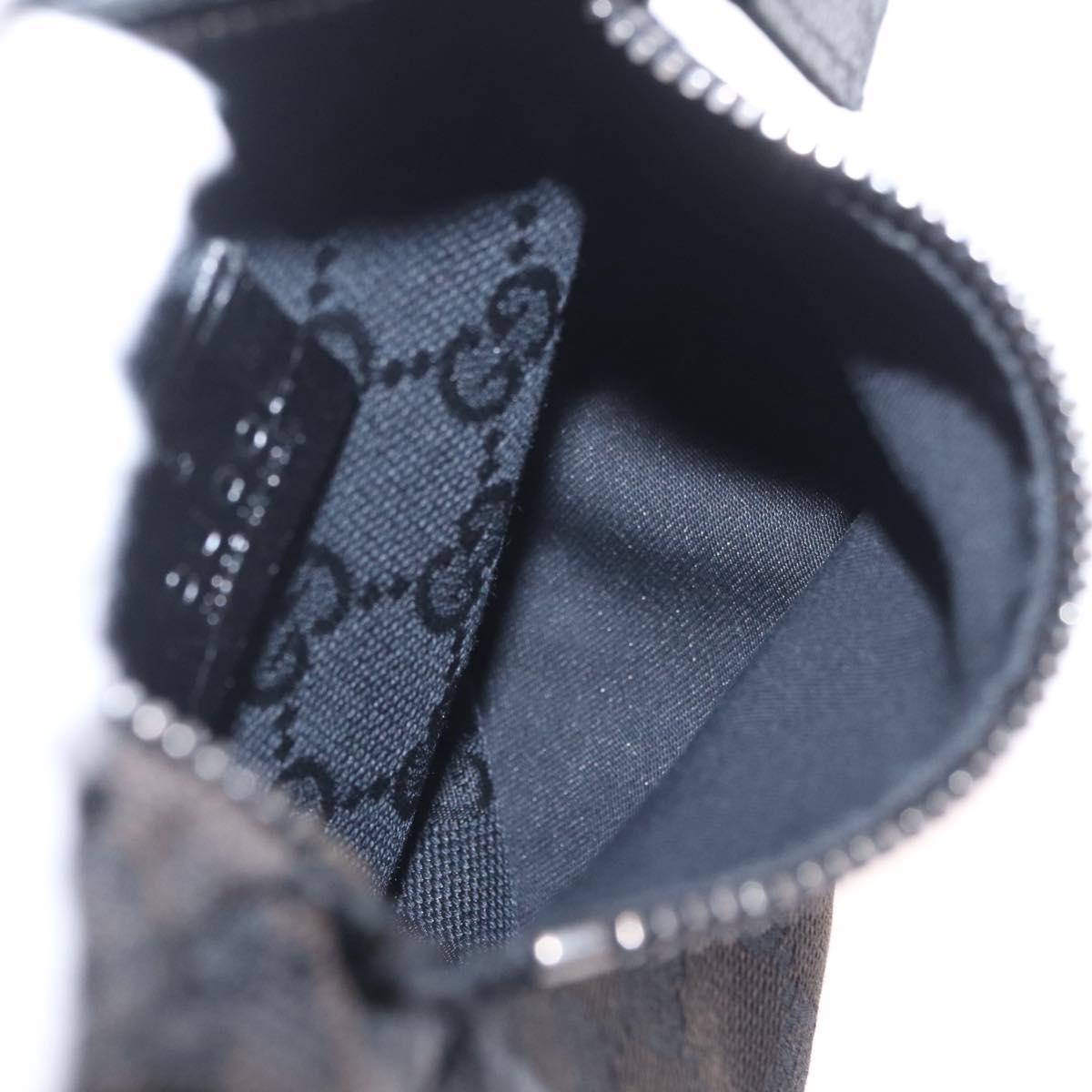 GUCCI GG Canvas Waist Bag Black Silver 28566 Auth RV029