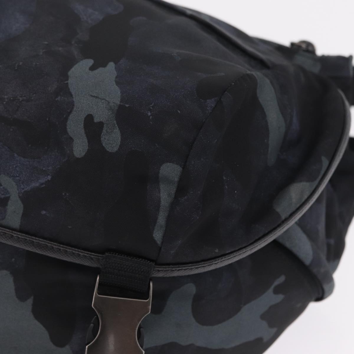 PRADA Camouflage Body Bag Nylon Navy Auth RV036A
