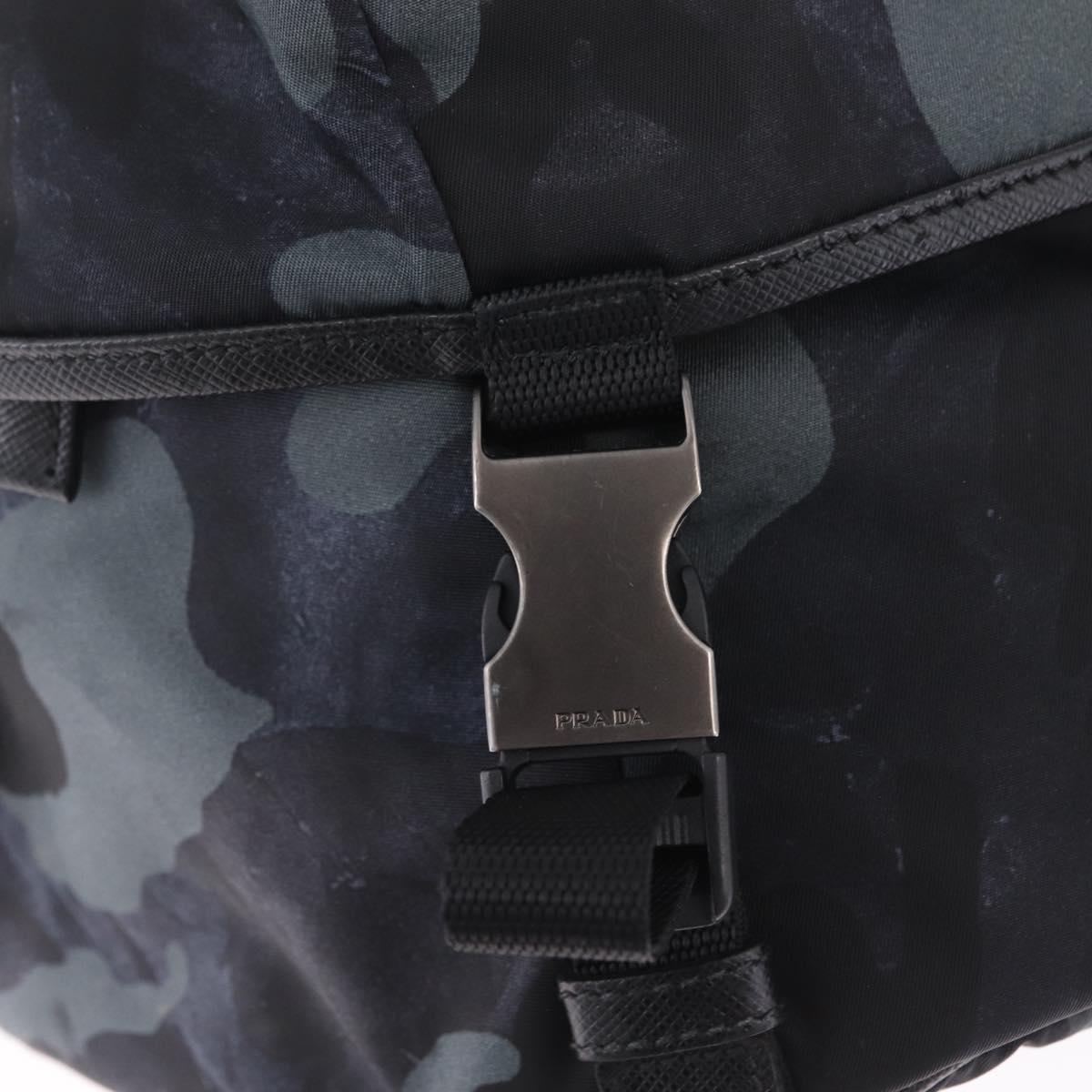 PRADA Camouflage Body Bag Nylon Navy Auth RV036A
