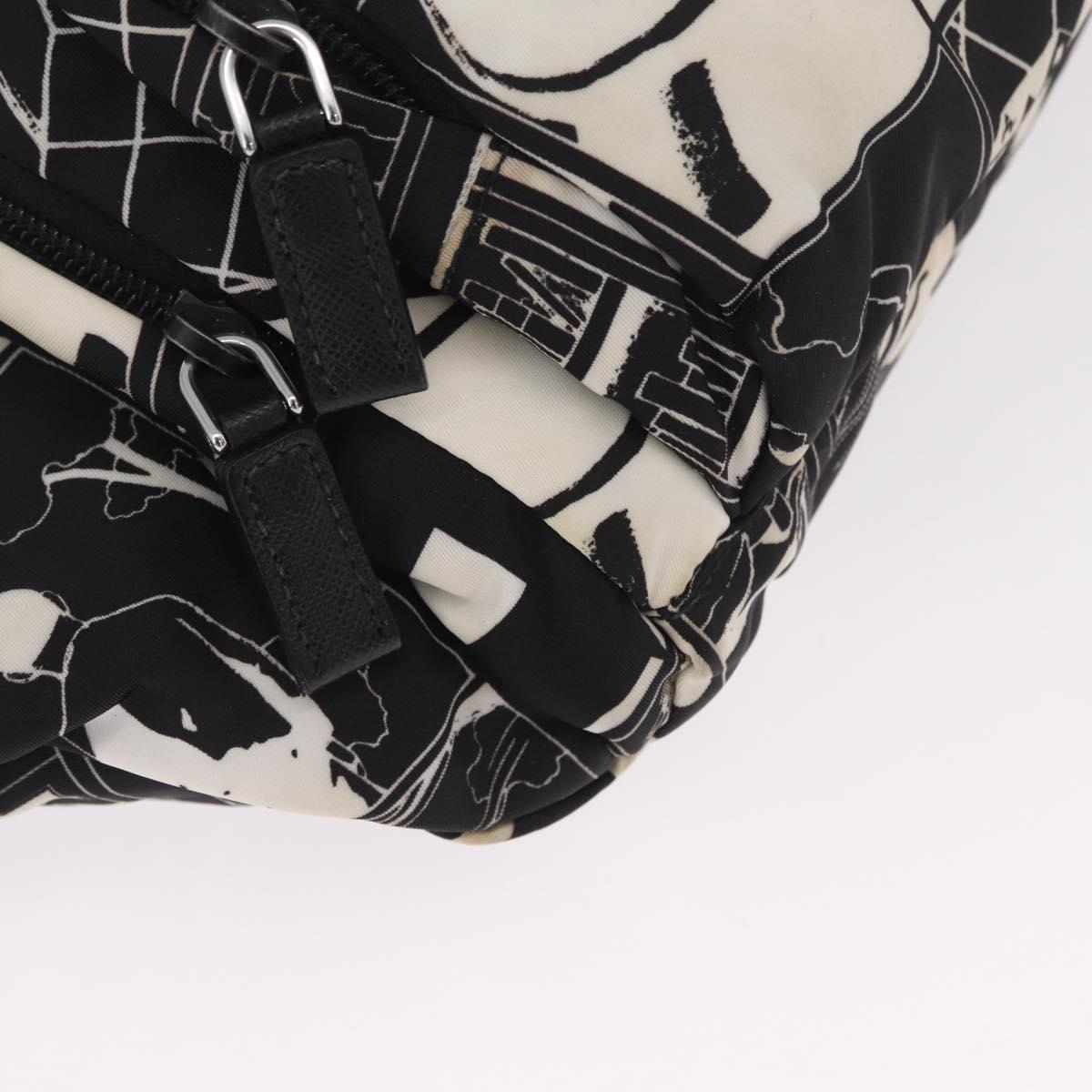 PRADA Comic Illustration Body Bag Nylon Black White Auth RV037A