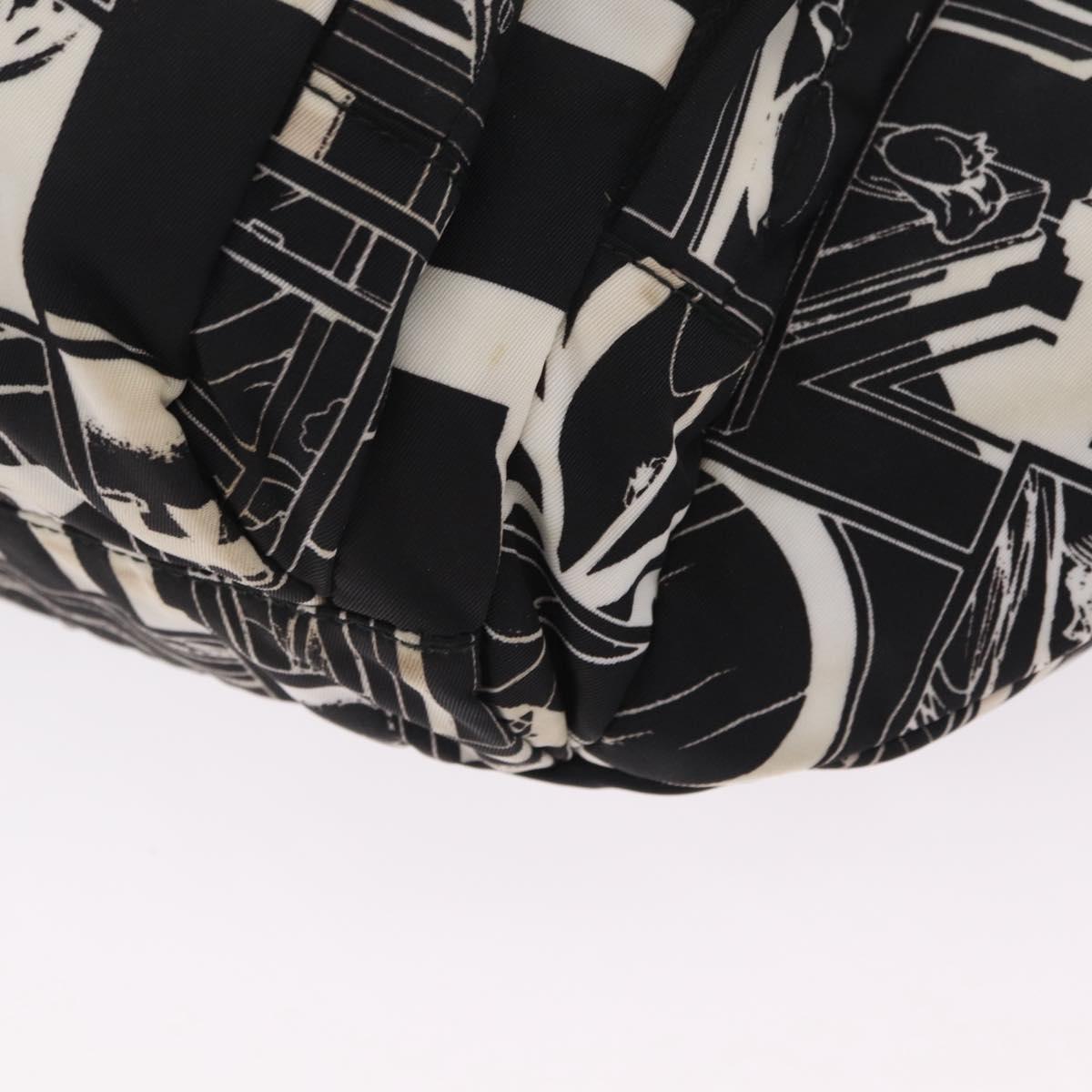 PRADA Comic Illustration Body Bag Nylon Black White Auth RV037A