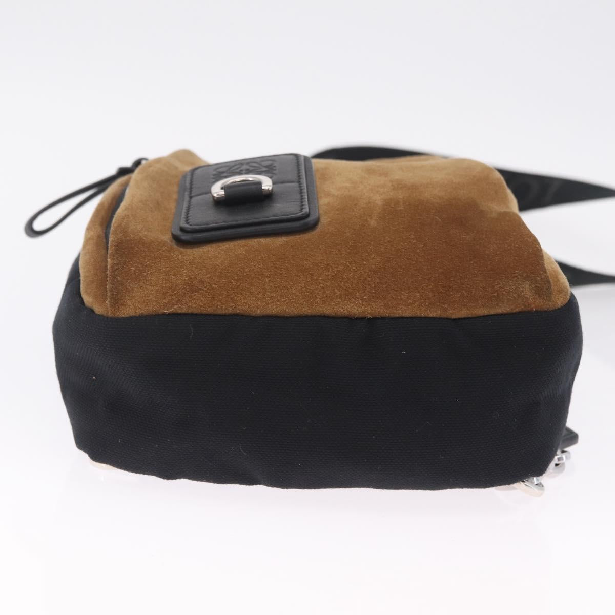 LOEWE Body Bag Suede BFLXFXSX01-1628 Brown Silver Auth RV038V