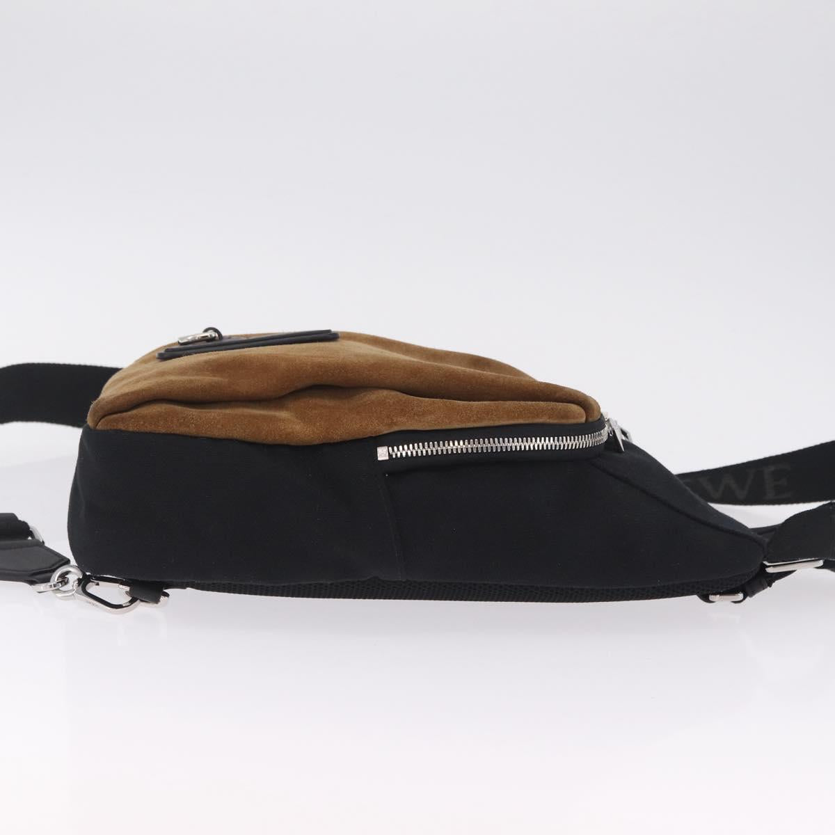 LOEWE Body Bag Suede BFLXFXSX01-1628 Brown Silver Auth RV038V