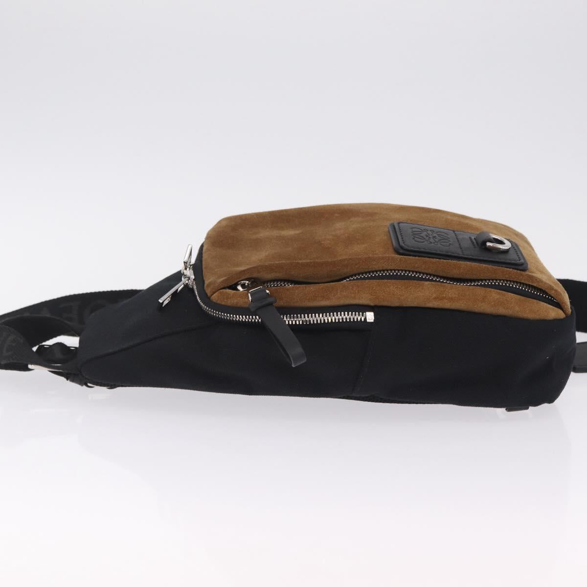 LOEWE Body Bag Suede BFLXFXSX01-1628 Brown Silver Auth RV038V