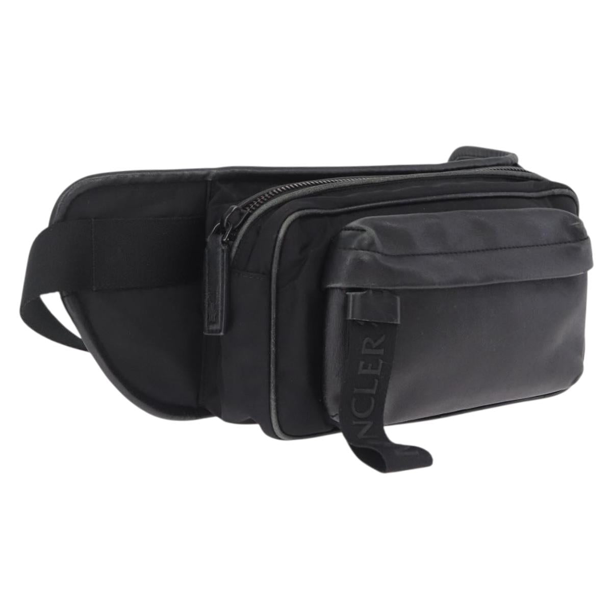 Moncler Waist Bag Nylon Leather Black Auth RV039