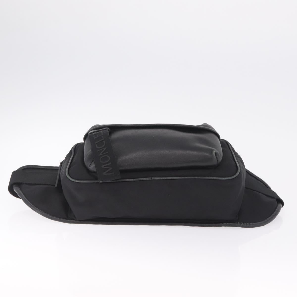 Moncler Waist Bag Nylon Leather Black Auth RV039