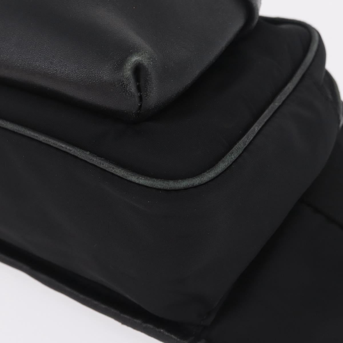Moncler Waist Bag Nylon Leather Black Auth RV039