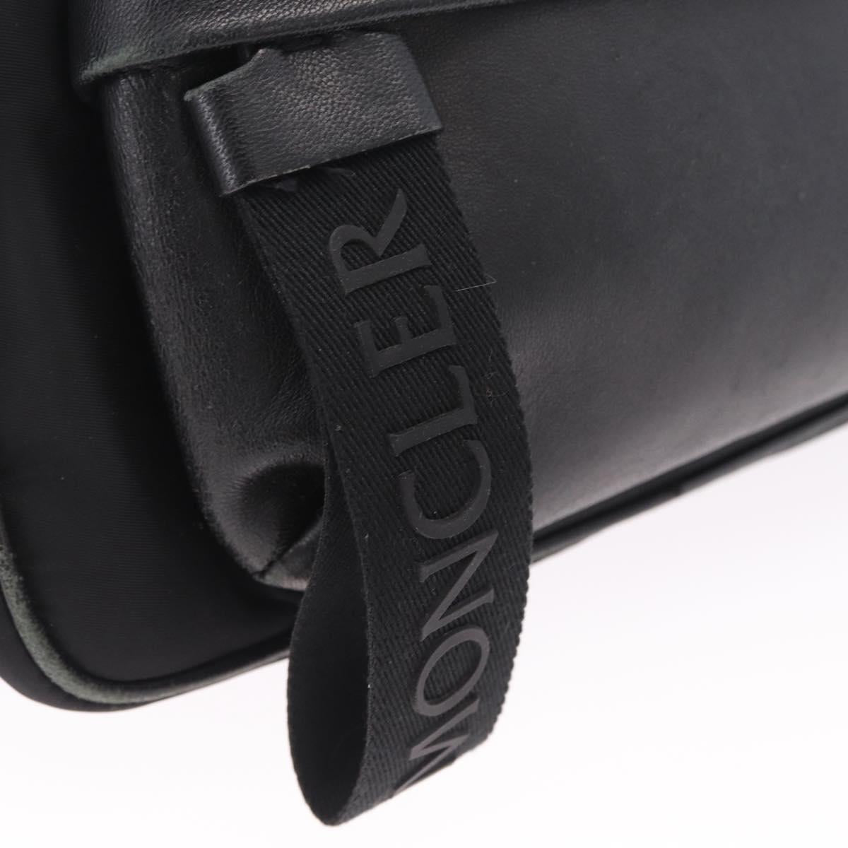 Moncler Waist Bag Nylon Leather Black Auth RV039