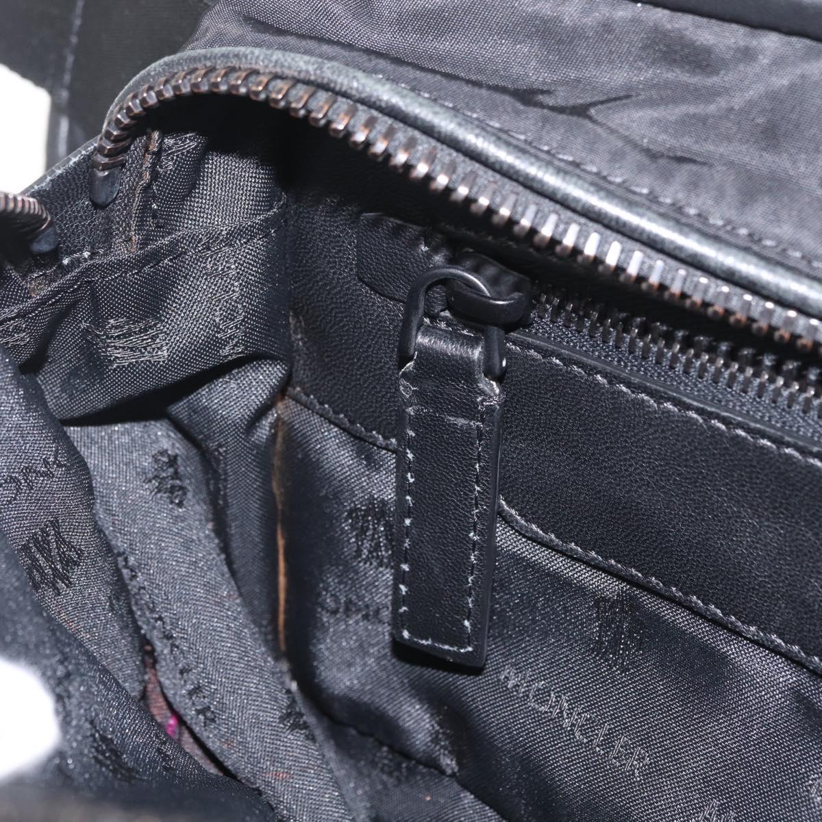 Moncler Waist Bag Nylon Leather Black Auth RV039