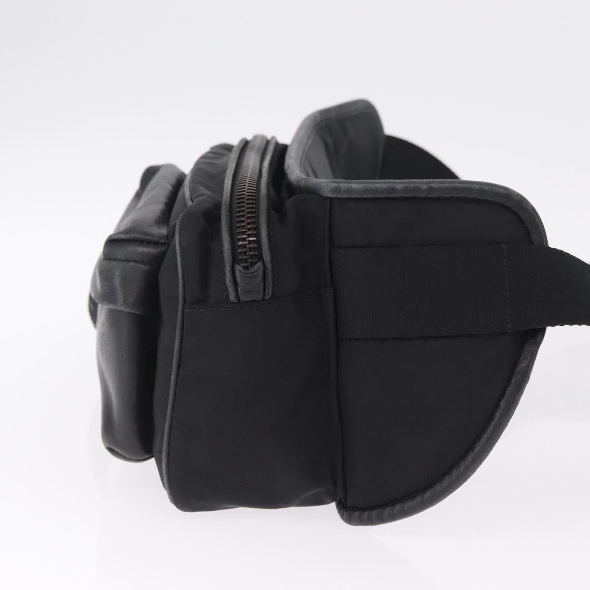Moncler Waist Bag Nylon Leather Black Auth RV039