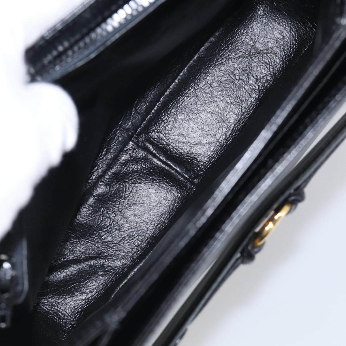 GUCCI Old Gucci Interlocking Shoulder Bag Leather Black Gold Auth RV041V