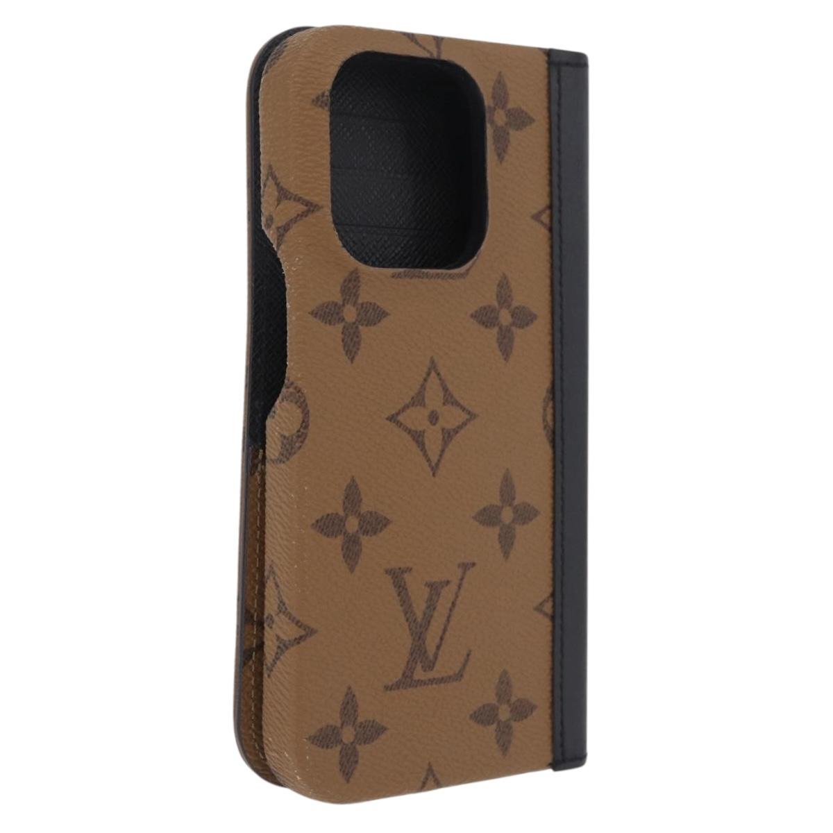 LOUIS VUITTON Reverse IPhone 15 Pro Folio Cell Phone Case M82892 LV Auth RV053